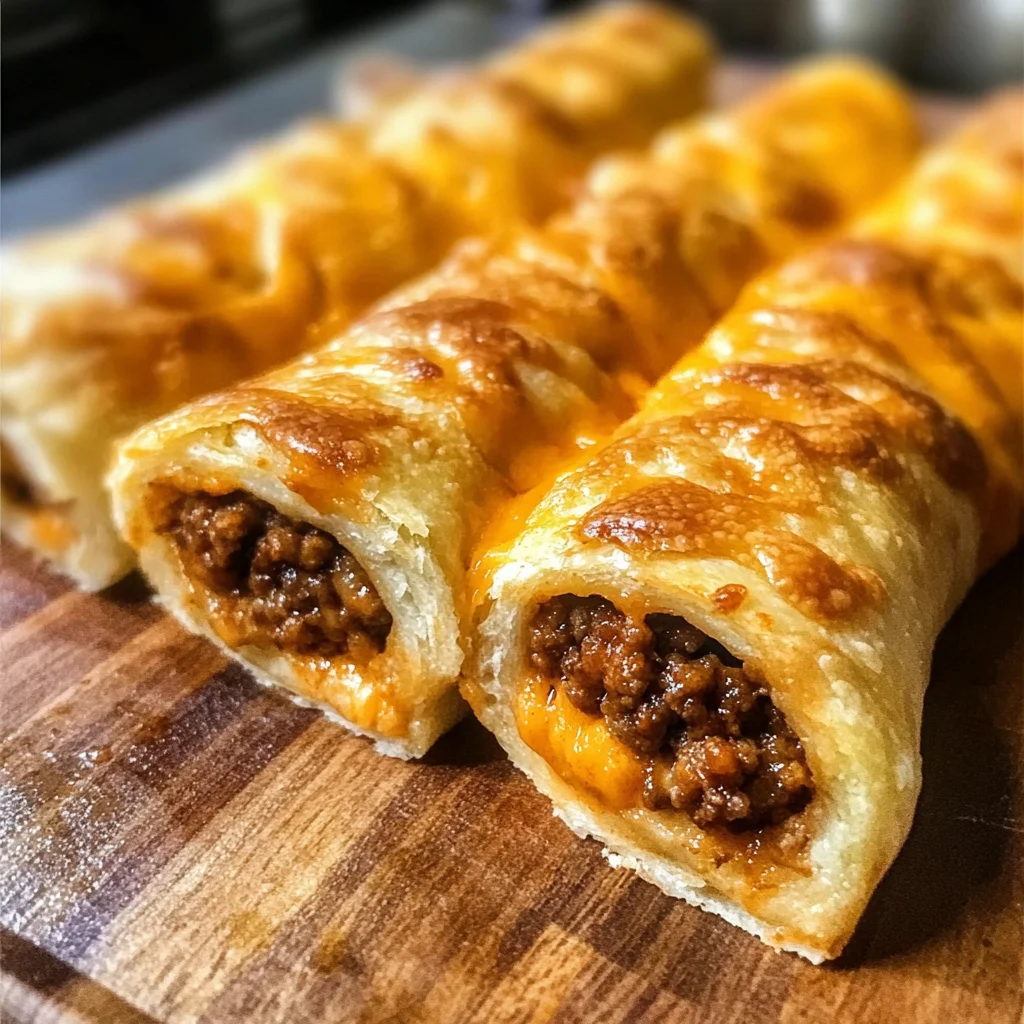 Cheesy Taco Stuffed Breadsticks with Taco Filling