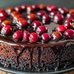 Chocolate Cherry Upside Down Cake 🍒🍫