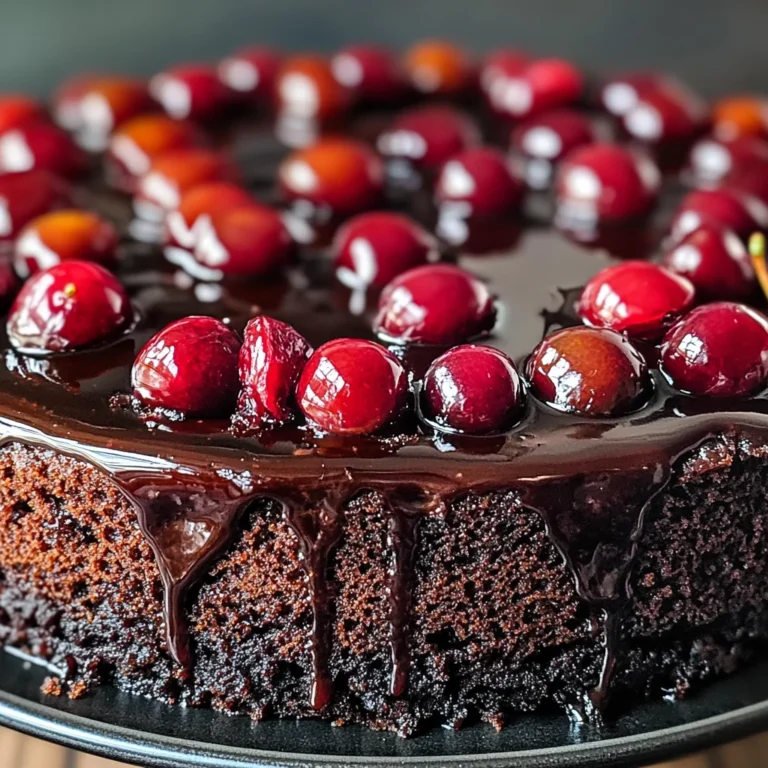 Chocolate Cherry Upside Down Cake 🍒🍫