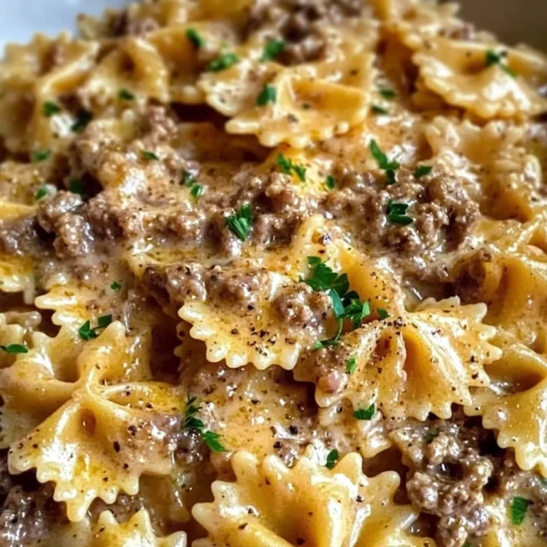Creamy Parmesan Garlic Beef Bowtie Pasta