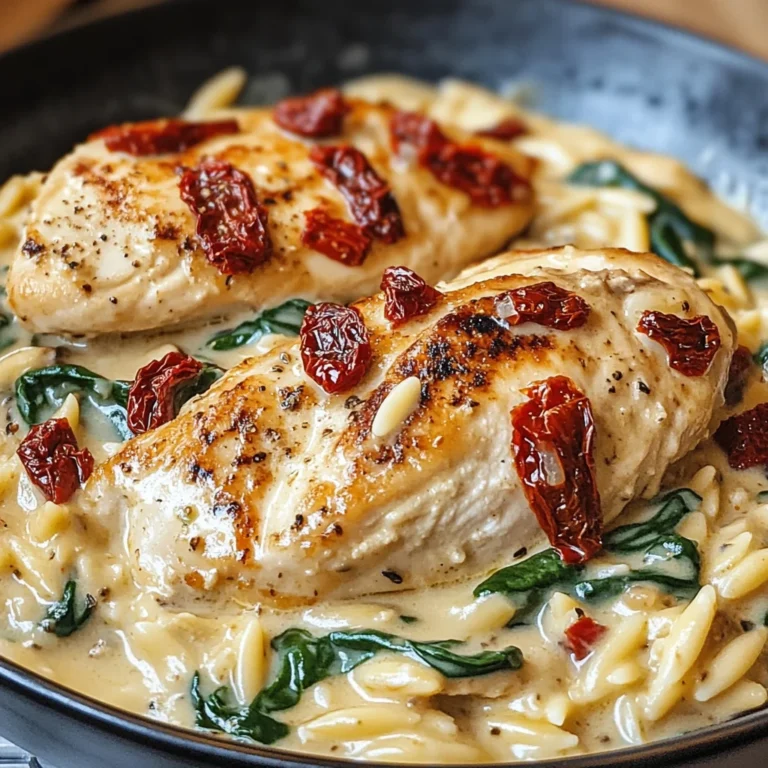 Creamy Tuscan Chicken with Orzo