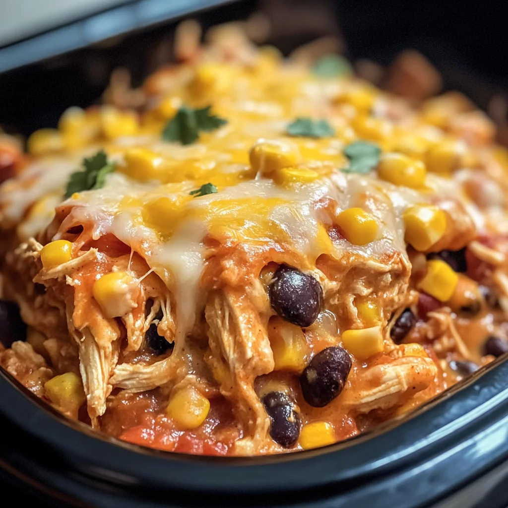 Crockpot Chicken Enchilada Casserole