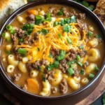 One Pot Macaroni Cheeseburger Soup