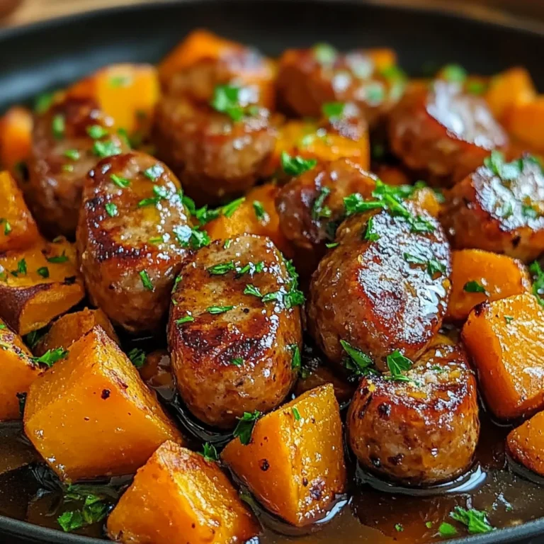 Sausage and Sweet Potatoes with Honey Garlic Sauce