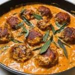 Turkey Meatballs in Pumpkin Sage Sauce