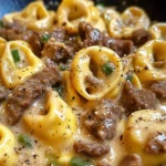 Cheesesteak Tortellini in Creamy Provolone Sauce