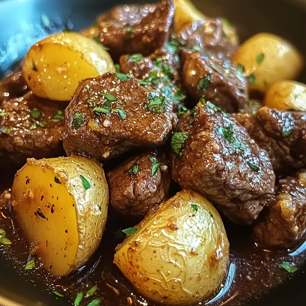Garlic Butter Beef Bites with Potatoes