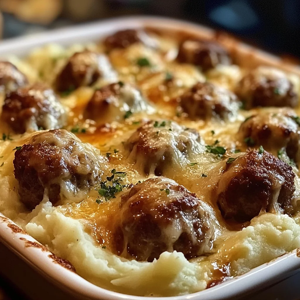 Meatball & Mashed Potato Bake