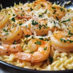 One Pan Parmesan Orzo with Shrimp