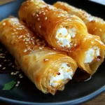 Oven Fried Feta Rolls with Chili Honey