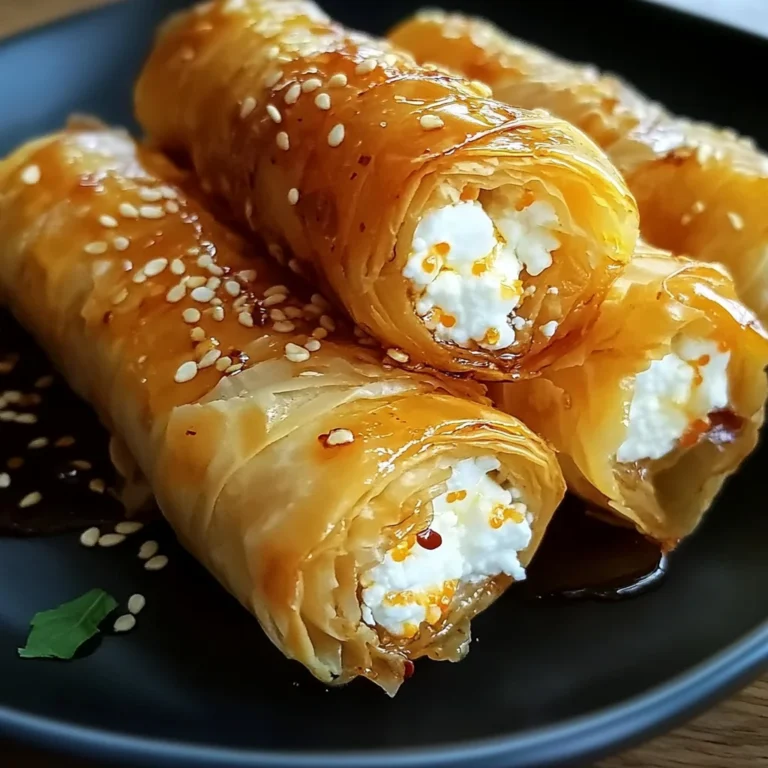 Oven Fried Feta Rolls with Chili Honey