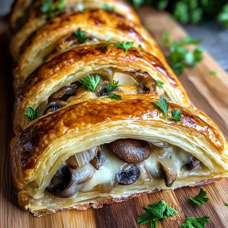 Savory Mushroom & Gruyère Puff Pastry Braid