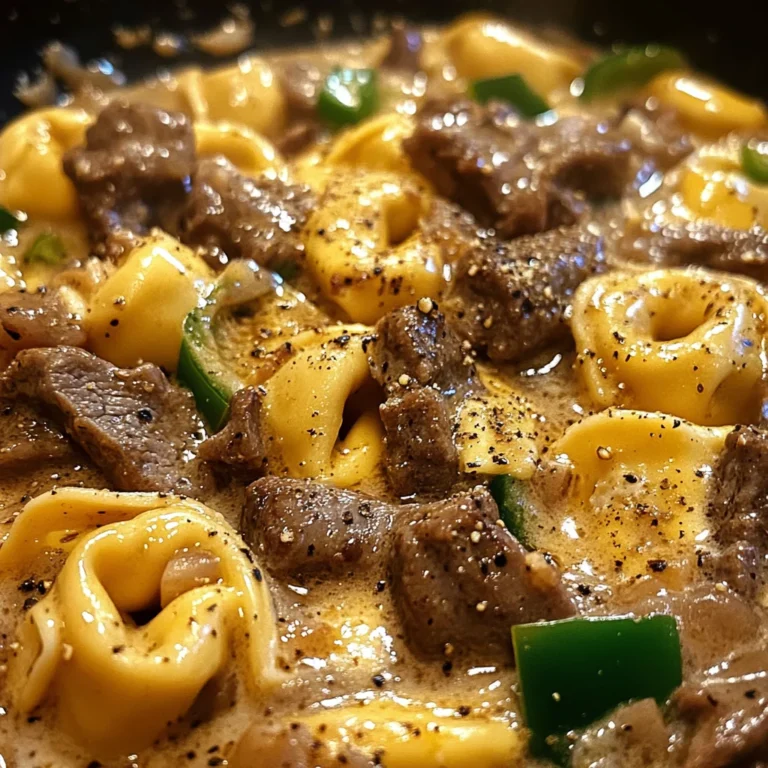 Cheesesteak Tortellini in Creamy Provolone Sauce