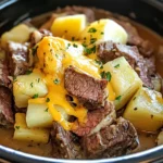 Slow Cooker Steak and Cheddar Potato Casserole