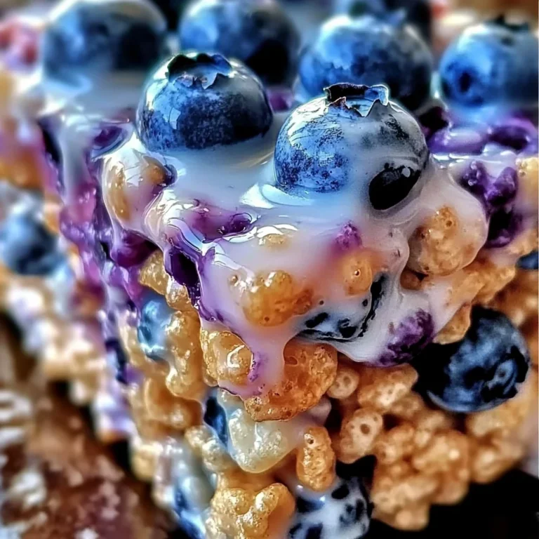 Blueberry Rice Krispies Treats with Vanilla Glaze