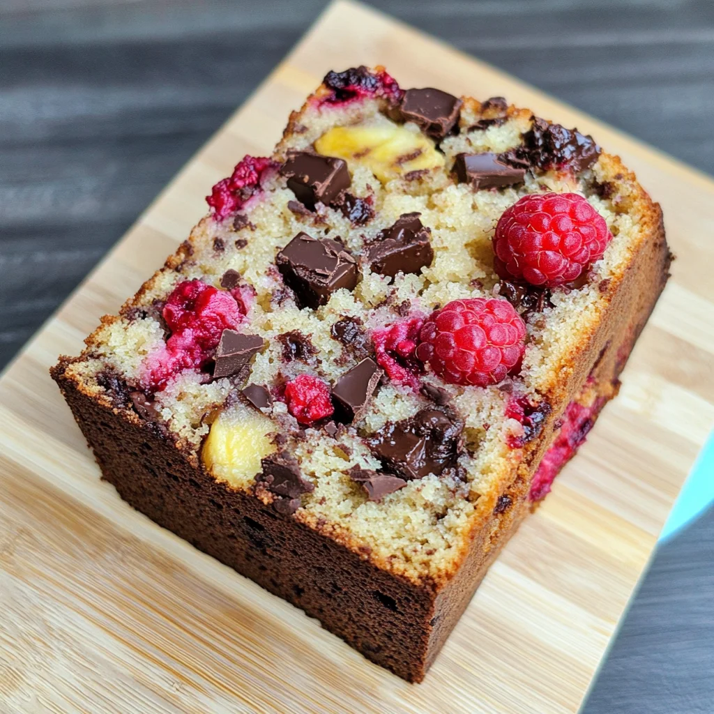 Raspberry Dark Chocolate Banana Bread