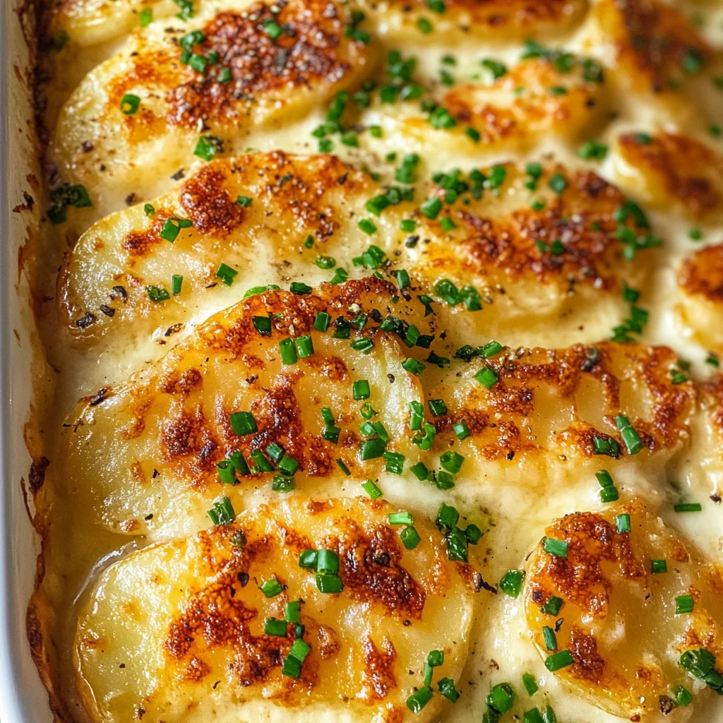 Roasted Garlic Potatoes au Gratin